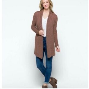 Lusso open front waterfall cashmere cardigan sweater